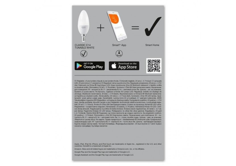 Ampoule LED E14 SMART + WiFi RGBW 5W LEDVANCE - O485631 - Barcelona LED