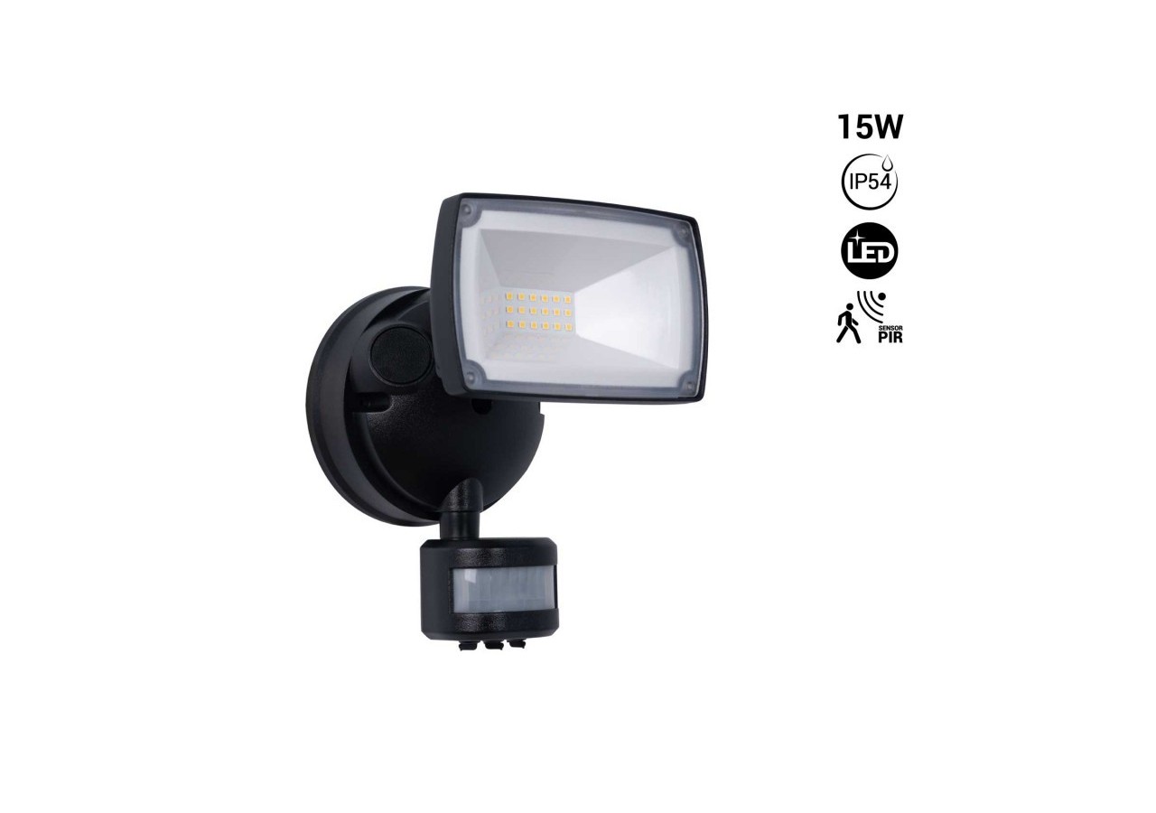 Projecteur mural LED d'extérieur avec capteur PIR 15W - 4000K - IP54 - SSL01A-N - Barcelona LED