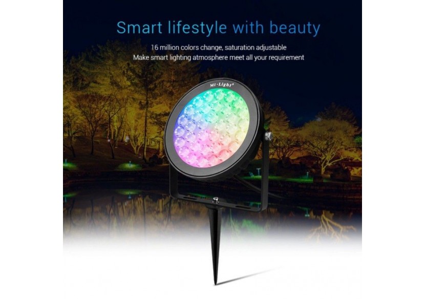 Spot LED de jardin sur piquet RGB+CCT - 25W - IP66 - RF/WiFi - Mi-Light - FUTC05 - Barcelona LED Spot LED de jardin sur piquet RGB+CCT - 25W - IP66 - RF/WiFi - Mi-Light - FUTC05 - Barcelona LED