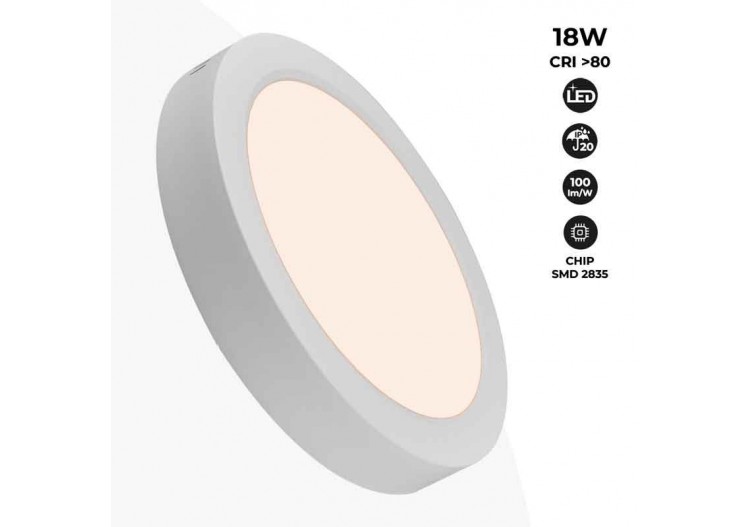 Plafonnier LED en saillie 18W Haute Efficacité - B1230-B-18W-BN - Barcelona LED