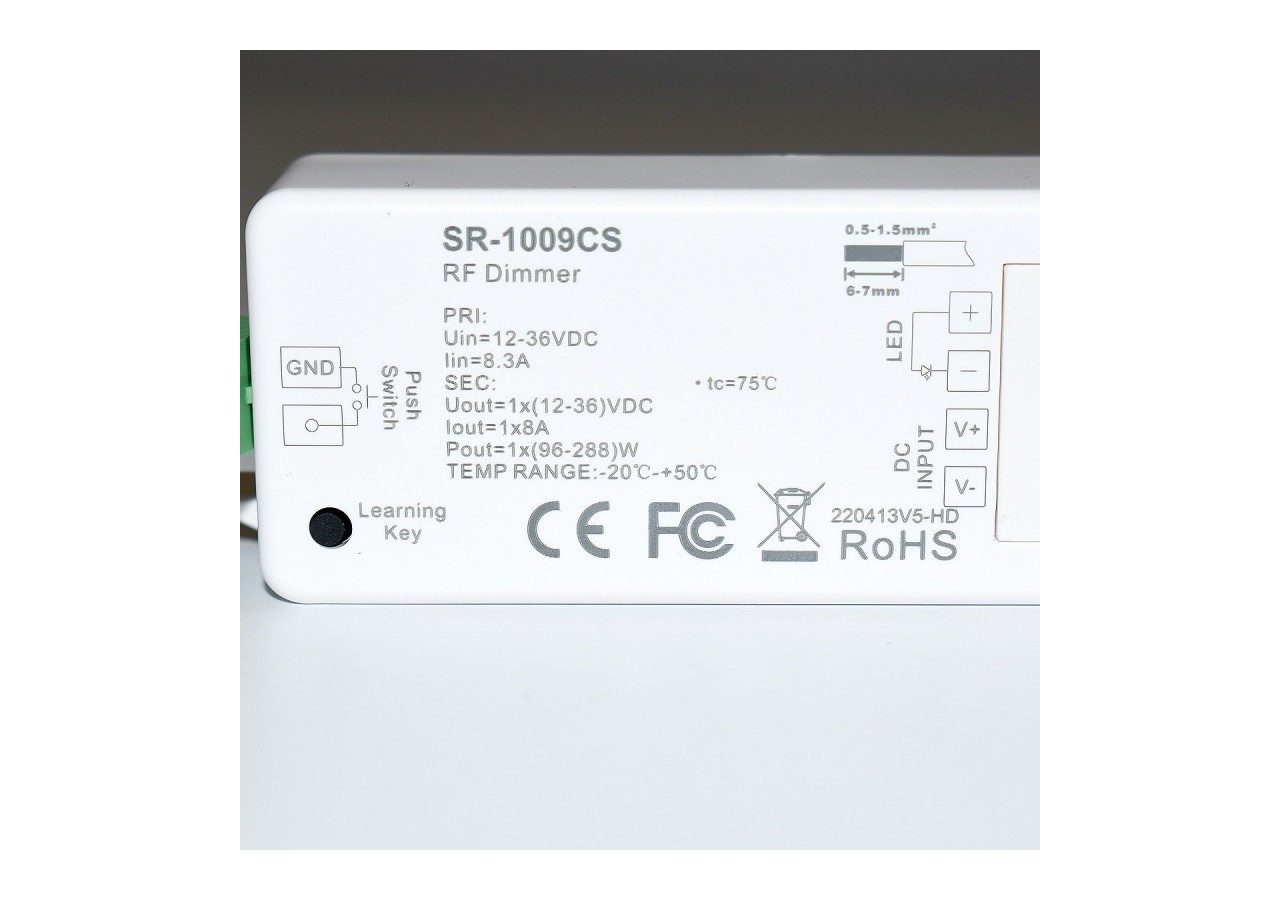 Régulateur unicolore 12-36V 1 canal 8A contrôle RF SUNRICHER - Perfect RF - SR-1009CS - Barcelona LED