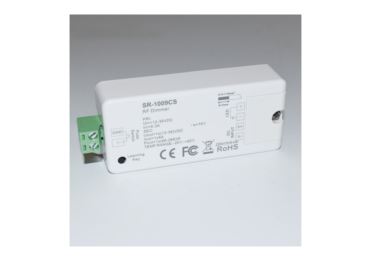 Régulateur unicolore 12-36V 1 canal 8A contrôle RF SUNRICHER - Perfect RF - SR-1009CS - Barcelona LED