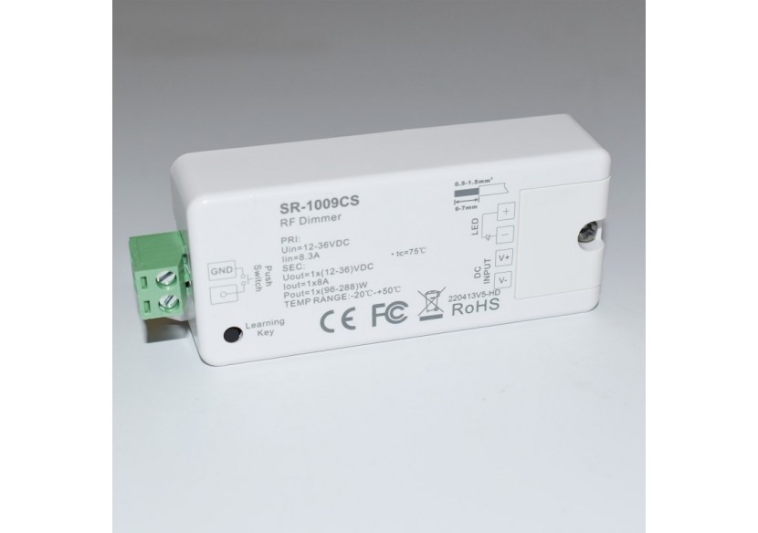 Régulateur unicolore 12-36V 1 canal 8A contrôle RF SUNRICHER - Perfect RF - SR-1009CS - Barcelona LED Régulateur unicolore 12-36V 1 canal 8A contrôle RF SUNRICHER - Perfect RF - SR-1009CS - Barcelona LED