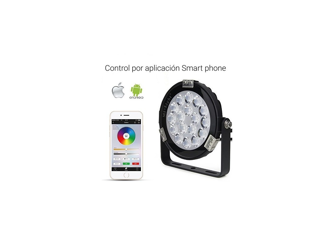 Projecteur LED RGB + CCT 9W Contrôle RF et WIFI IP66 - FUTC02M - Barcelona LED
