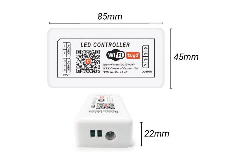 Contrôleur LED SMART+ WIFI 1 canal 12/24V 1 Canal 10A - B1645-MONO - Barcelona LED
