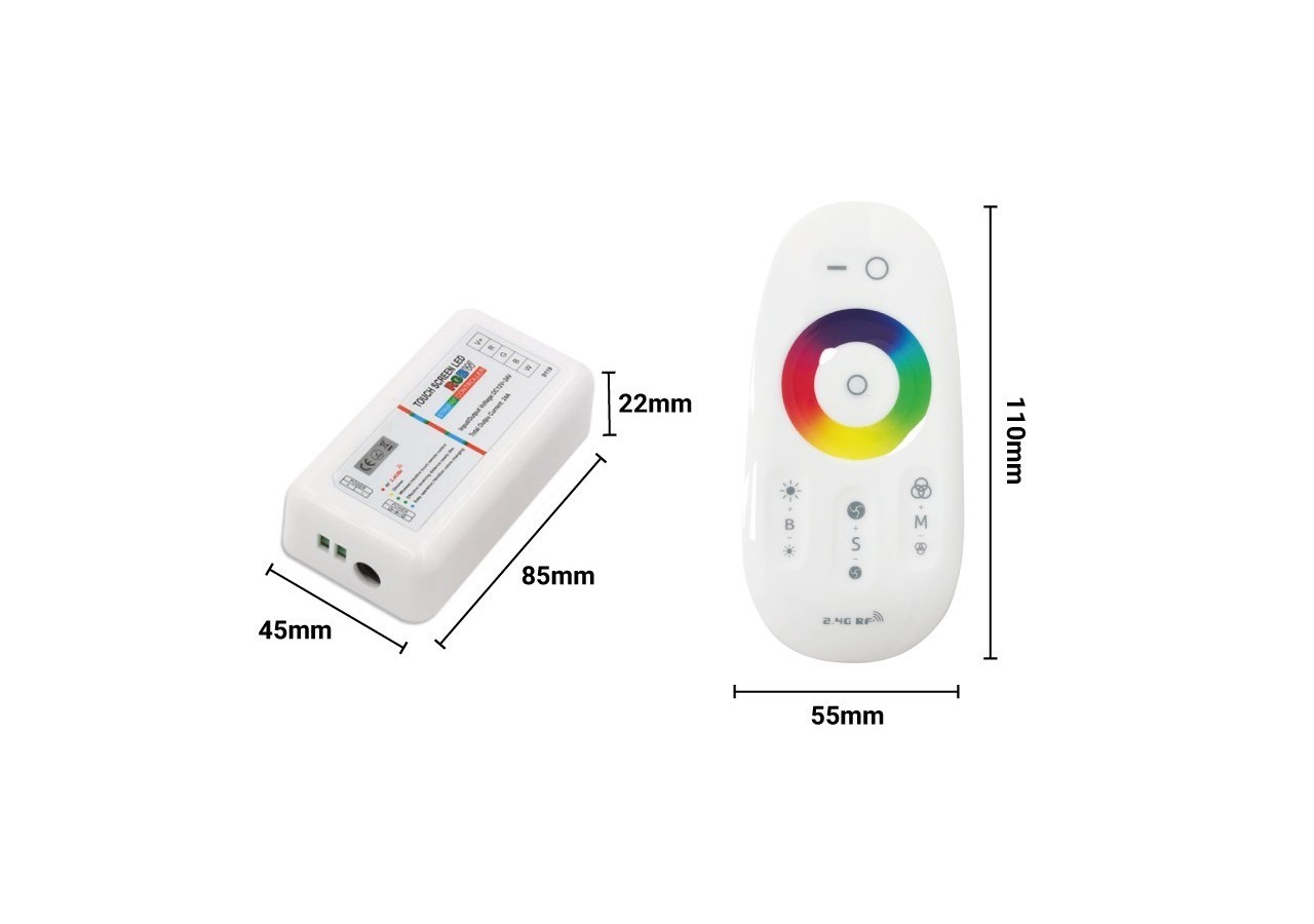 Contrôleur + télécommande LED RGBW 12/24V 4 canaux - B1646-RGBW - Barcelona LED