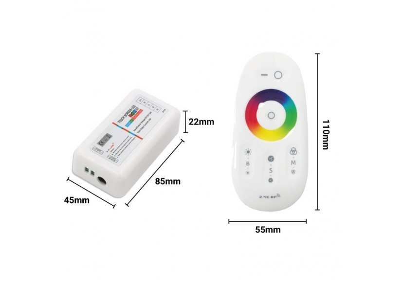 Contrôleur + télécommande LED RGBW 12/24V 4 canaux - B1646-RGBW - Barcelona LED