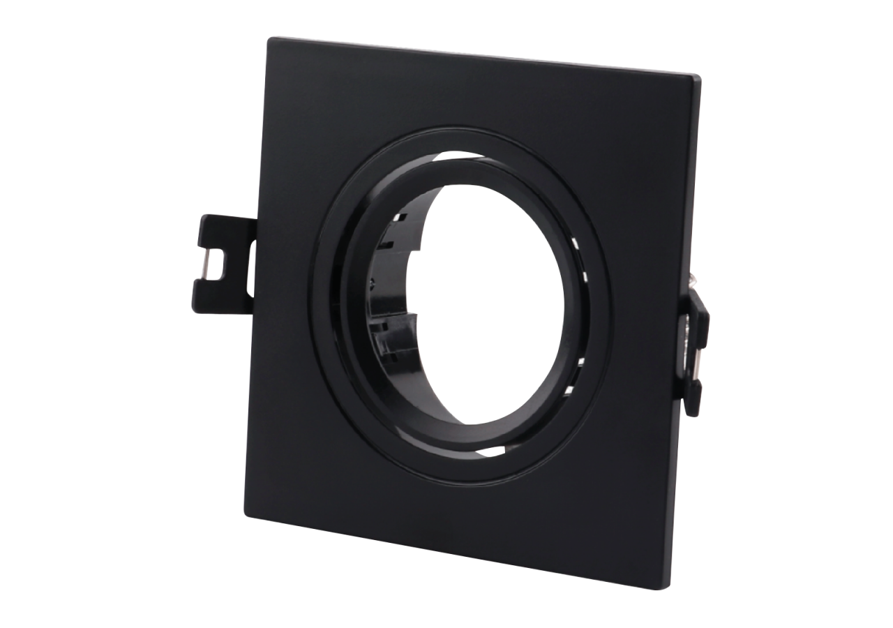 Collerette carrée orientable à encastrer pour ampoule GU10/MR16 - Découpe diamètre 75mm - B982-C-N - Barcelona LED