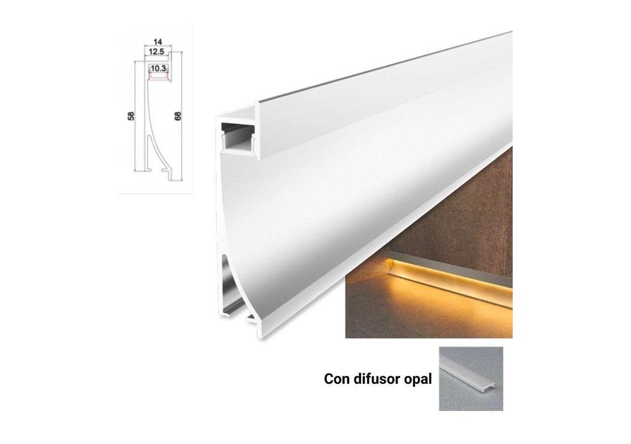 Profilé lèche mur encastrable 14x68mm (2m) - BPERFALP023-R2 - Barcelona LED