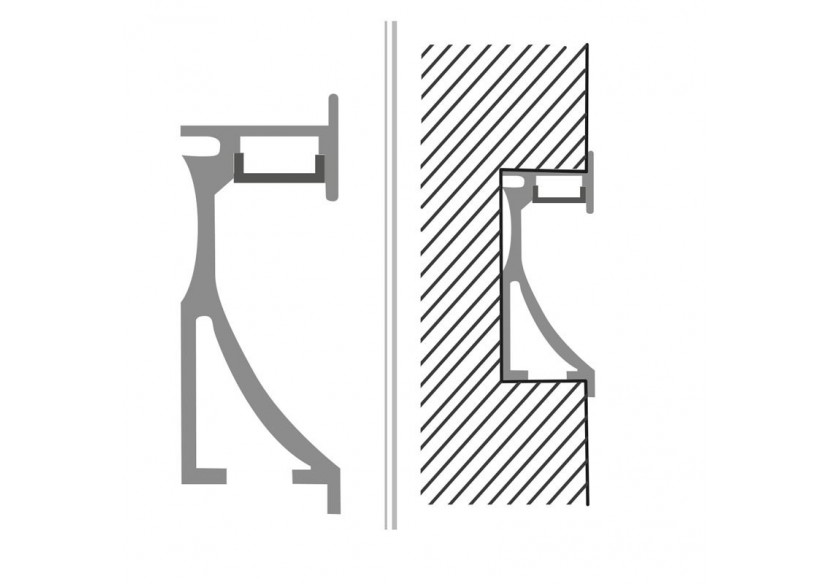 Profilé lèche mur encastrable 14x68mm (2m) - BPERFALP023-R2 - Barcelona LED Profilé lèche mur encastrable 14x68mm (2m) - BPERFALP023-R2 - Barcelona LED