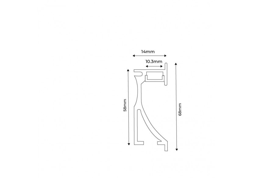 Profilé lèche mur encastrable 14x68mm (2m) - BPERFALP023-R2 - Barcelona LED Profilé lèche mur encastrable 14x68mm (2m) - BPERFALP023-R2 - Barcelona LED