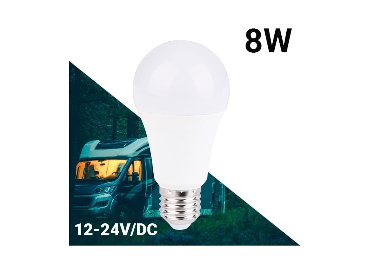 Ampoule 12-24 VDC 8W E27 A60 pour caravanes, camping-cars et bateaux - BV1350-BN - Barcelona LED