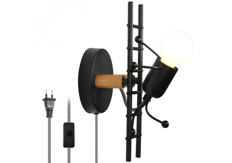 Applique murale "Doll Ladder" E27 avec prise et interrupteur - L310-EU-N - Barcelona LED