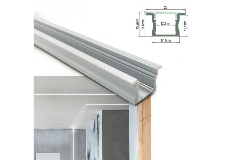 Profilé en aluminium blanc encastrable 23x15mm (2 mètres) - BPERF23X15-B - Barcelona LED