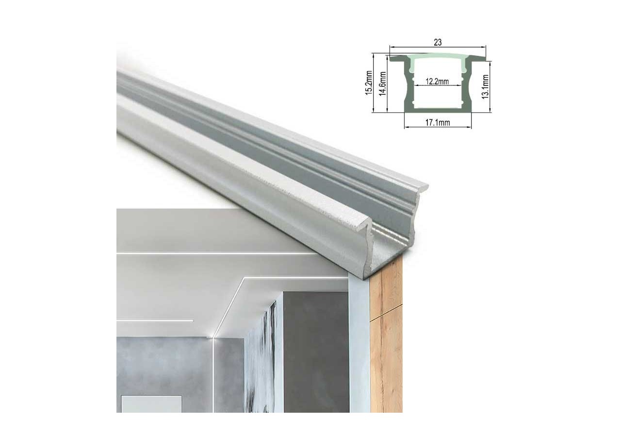 Profilé en aluminium blanc encastrable 23x15mm (2 mètres) - BPERF23X15-B - Barcelona LED
