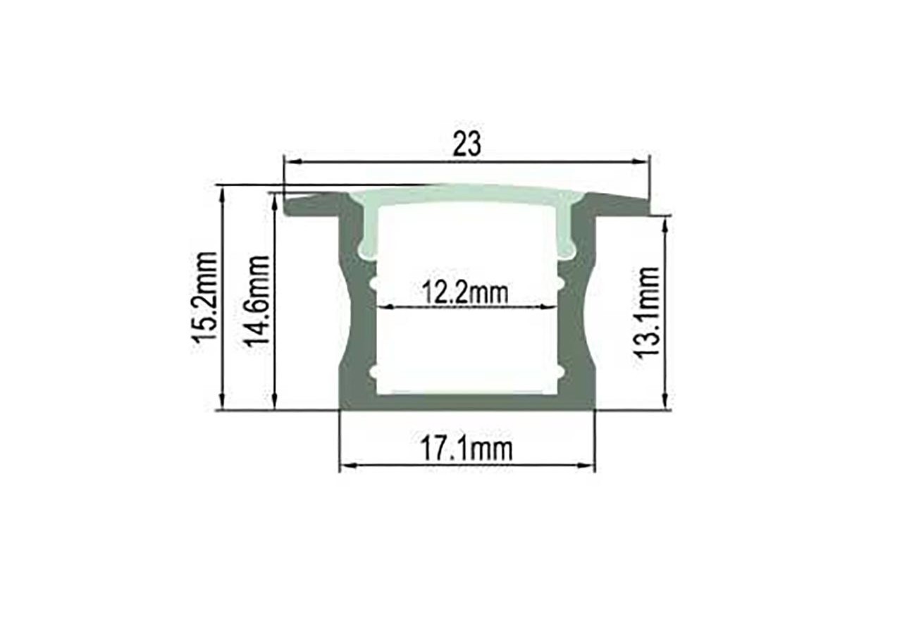 Profilé en aluminium blanc encastrable 23x15mm (2 mètres) - BPERF23X15-B - Barcelona LED