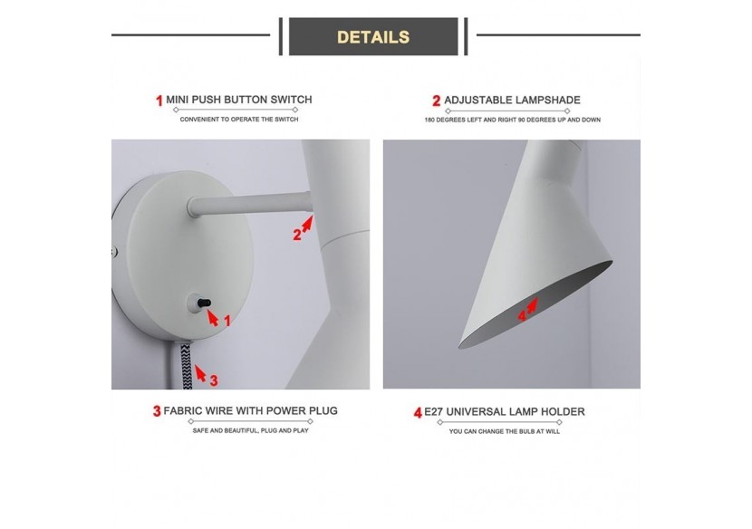 Applique murale design avec prise "Marlene" - L3037-G - Barcelona LED