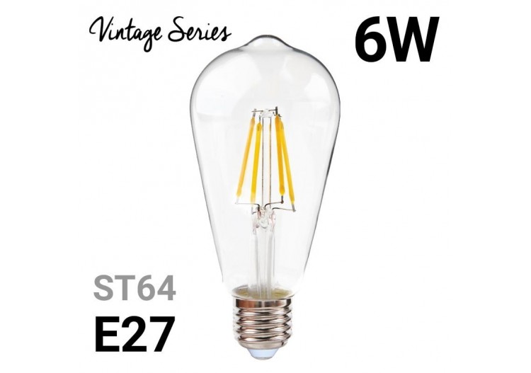 Ampoule LED à filament vintage ST64 E27 6W - BF1-ST64E27-BC - Barcelona LED 2