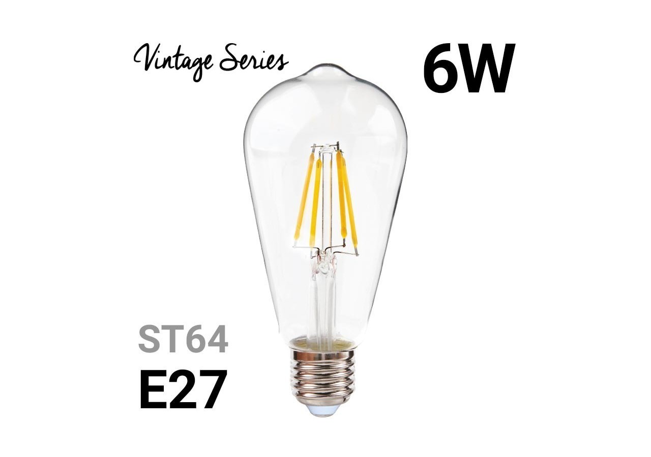 Ampoule LED à filament vintage ST64 E27 6W - BF1-ST64E27-BC - Barcelona LED