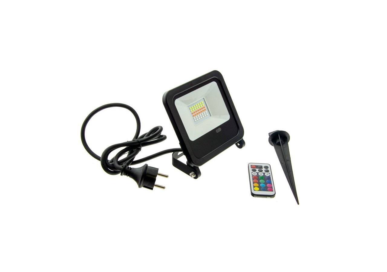 Projecteur LED RGB 30W IP65 télécommande - B1455-N - Barcelona LED