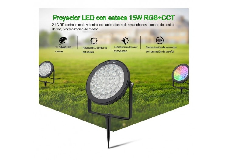 Projecteur LED extérieur sur piquet 15W RGB CCT contrôle RF/WiFi| Mi Light - FUTC03 - Barcelona LED 2