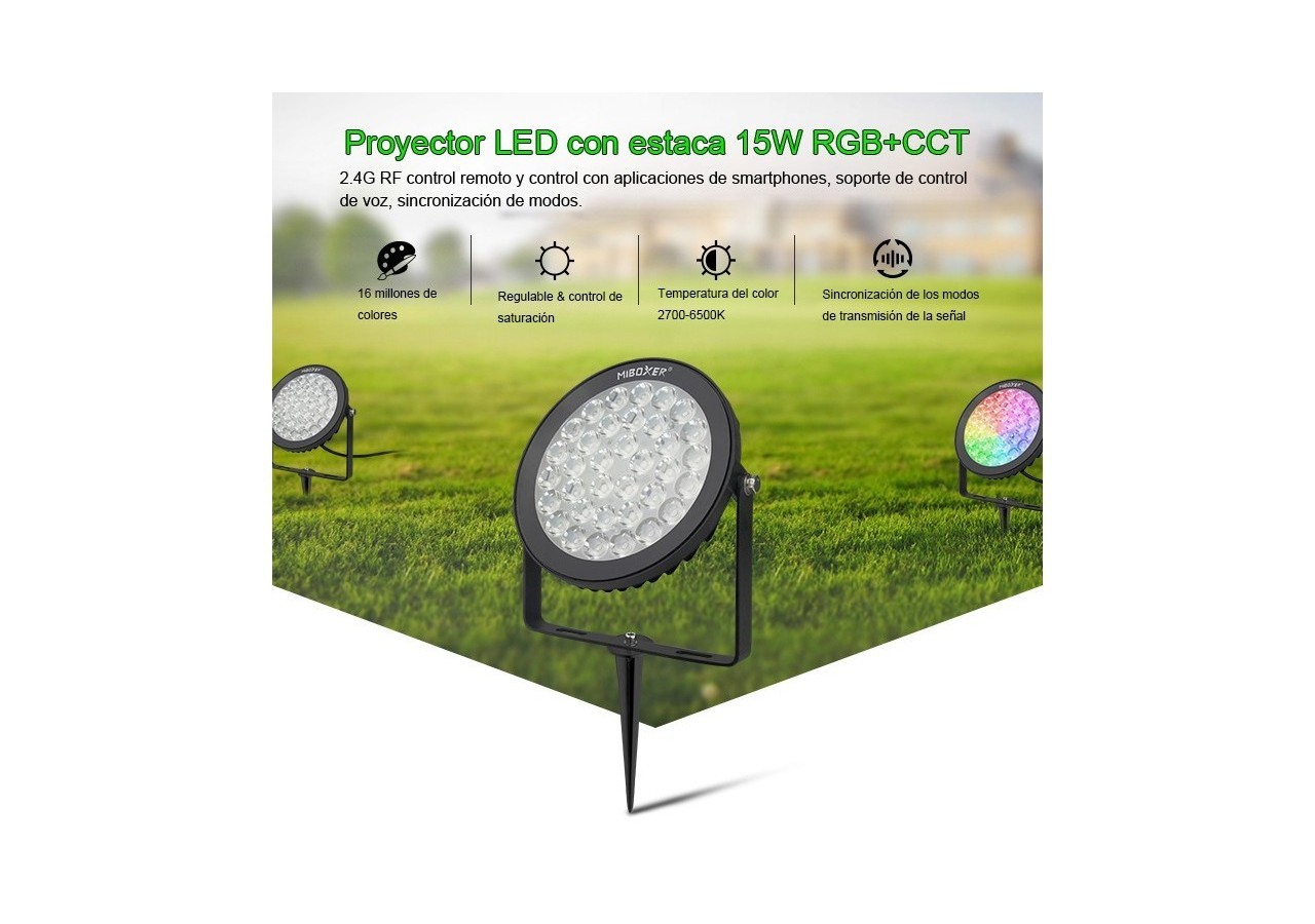 Projecteur LED extérieur sur piquet 15W RGB CCT contrôle RF/WiFi| Mi Light - FUTC03 - Barcelona LED