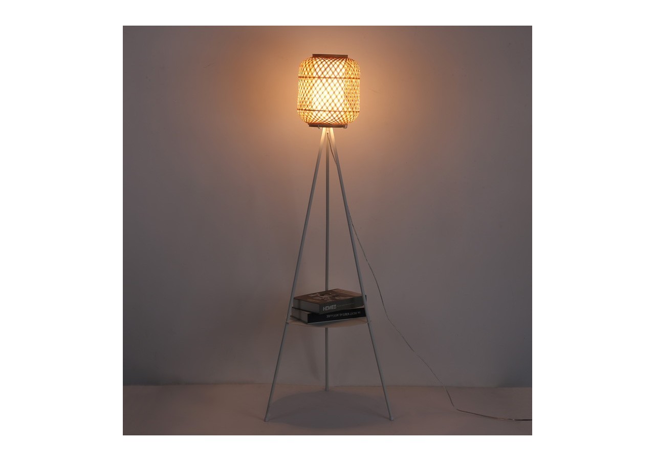 Lampadaire en osier avec tablette "ORSON" - LM157 - Barcelona LED