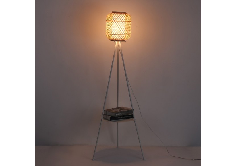 Lampadaire en osier avec tablette "ORSON" - LM157 - Barcelona LED