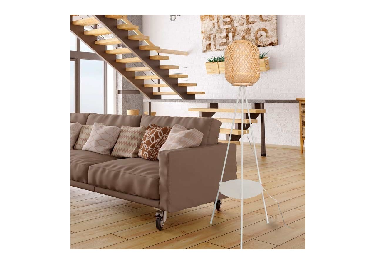 Lampadaire en osier avec tablette "ORSON" - LM157 - Barcelona LED