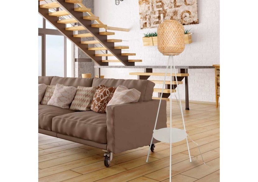 Lampadaire en osier avec tablette "ORSON" - LM157 - Barcelona LED