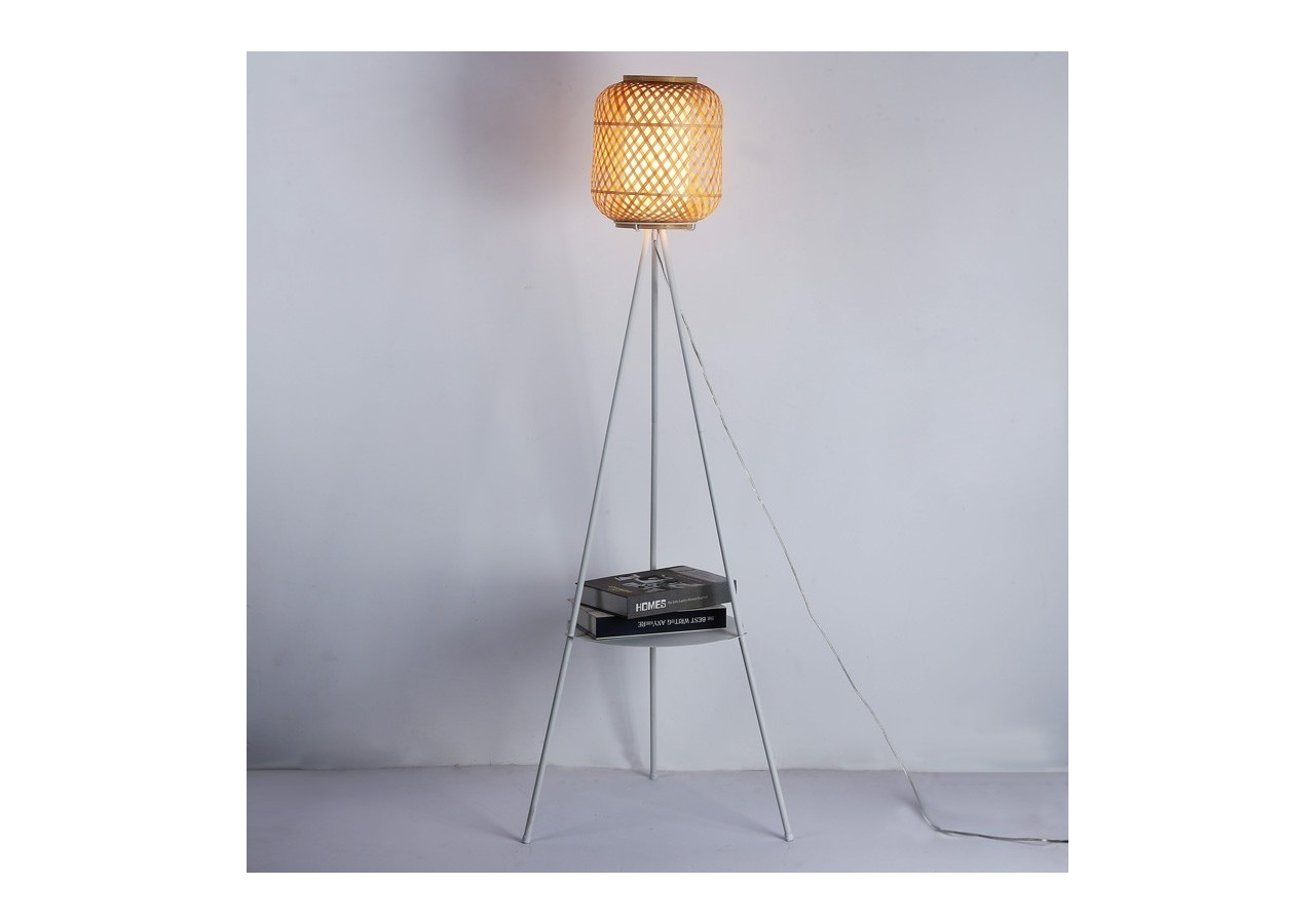 Lampadaire en osier avec tablette "ORSON" - LM157 - Barcelona LED