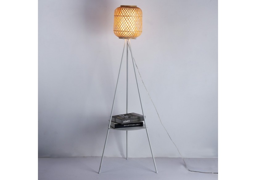 Lampadaire en osier avec tablette "ORSON" - LM157 - Barcelona LED