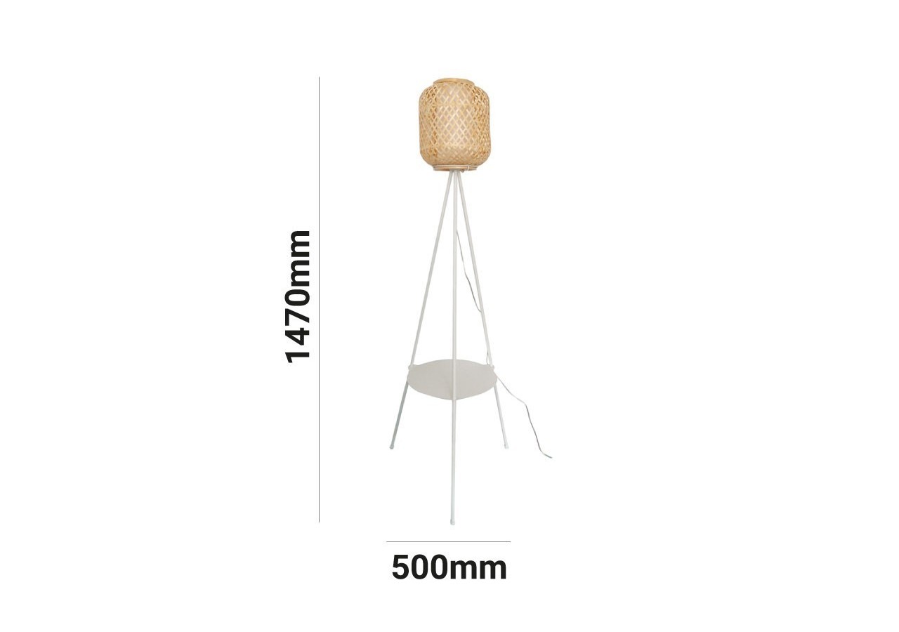 Lampadaire en osier avec tablette "ORSON" - LM157 - Barcelona LED