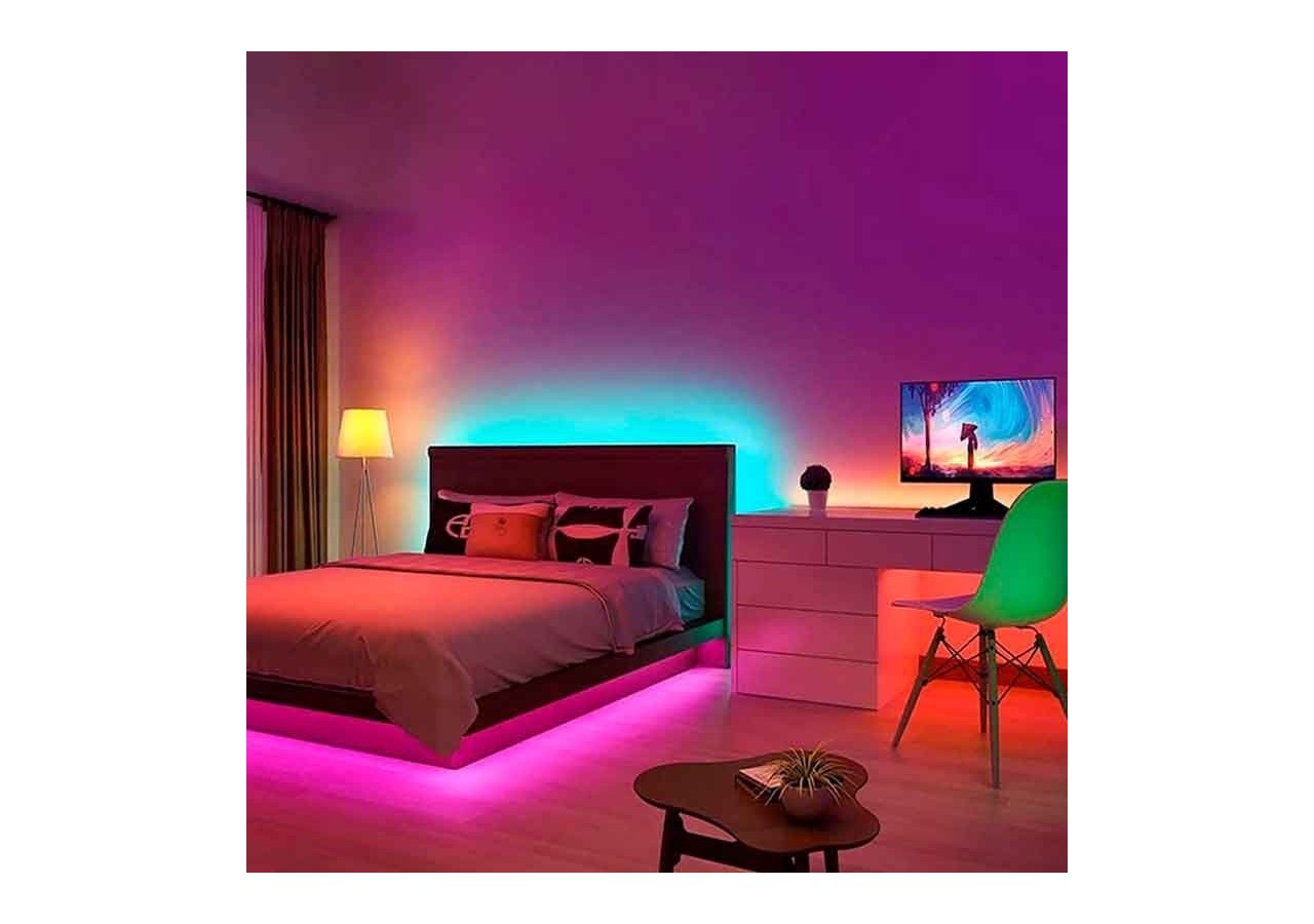 Kit ruban LED RGB de 5m avec alimentation, télécommande et contrôleur, compatible 12/24V - B1614-CONTROL - Barcelona LED