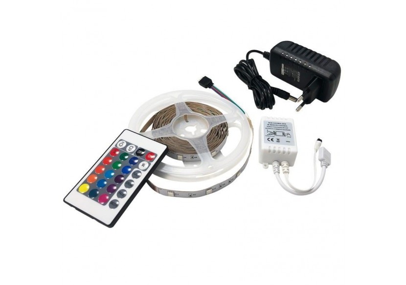 Kit ruban LED RGB de 5m avec alimentation, télécommande et contrôleur, compatible 12/24V - B1614-CONTROL - Barcelona LED Kit ruban LED RGB de 5m avec alimentation, télécommande et contrôleur, compatible 12/24V - B1614-CONTROL - Barcelona LED