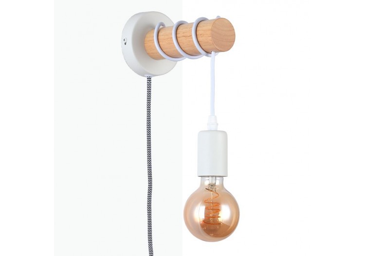 Lampe murale en bois avec interrupteur et prise "MILA" - LM135-EU-B - Barcelona LED