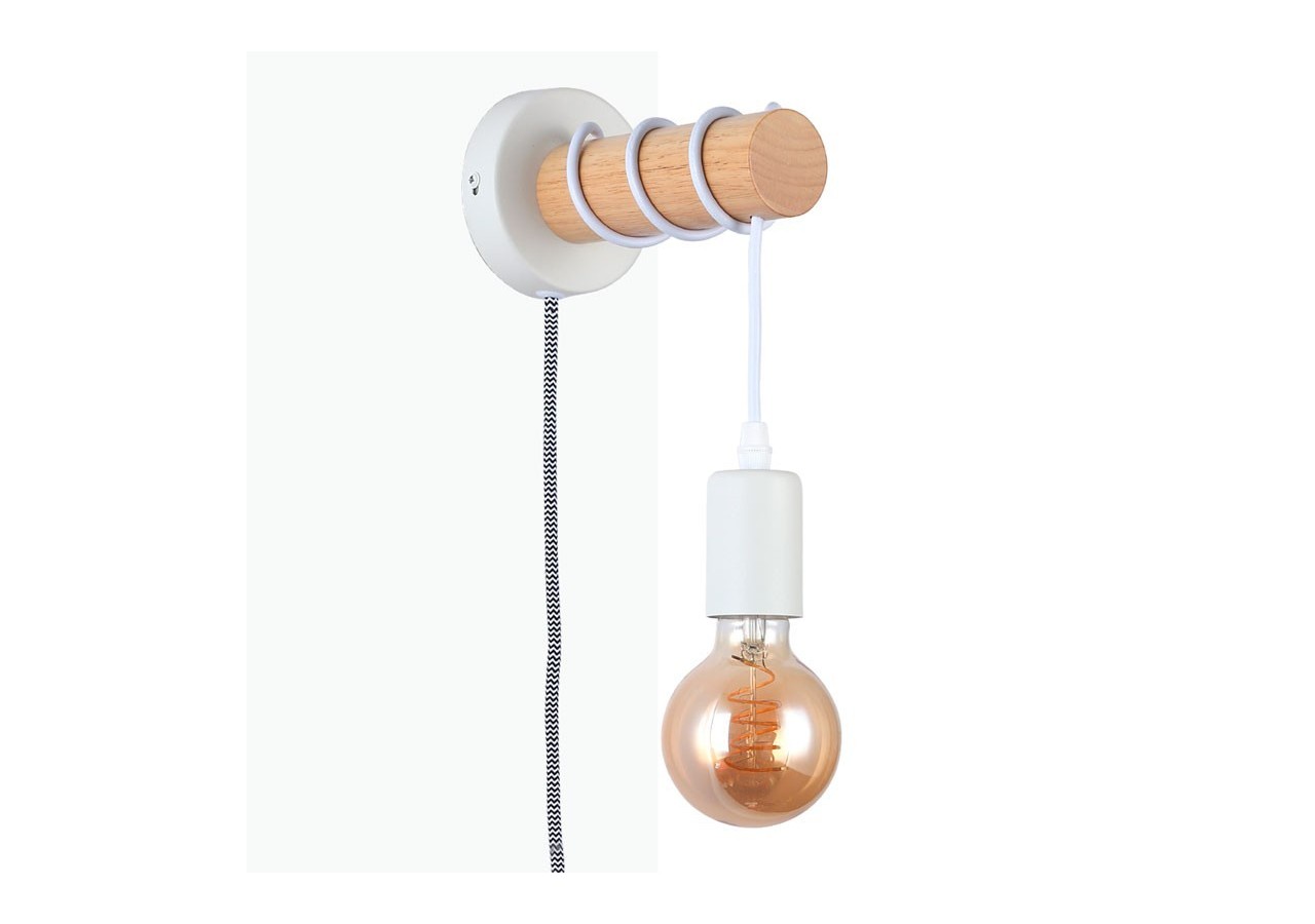 Lampe murale en bois avec interrupteur et prise "MILA" - LM135-EU-B - Barcelona LED