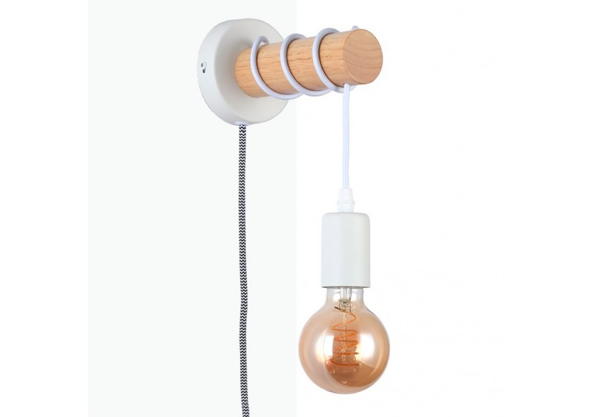 Lampe murale en bois avec interrupteur et prise "MILA" - LM135-EU-B - Barcelona LED