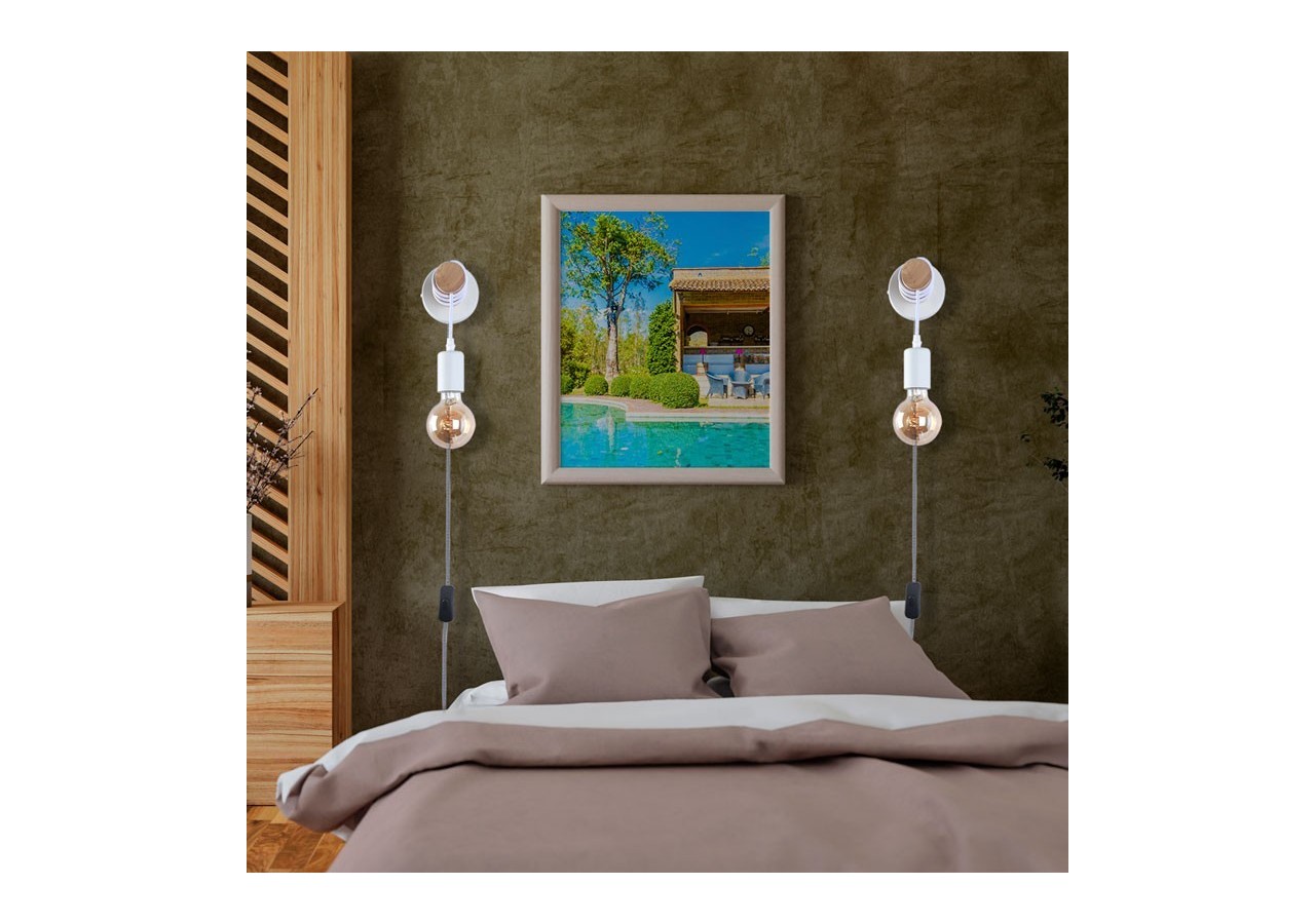 Lampe murale en bois avec interrupteur et prise "MILA" - LM135-EU-B - Barcelona LED
