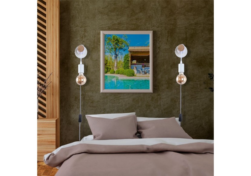 Lampe murale en bois avec interrupteur et prise "MILA" - LM135-EU-B - Barcelona LED