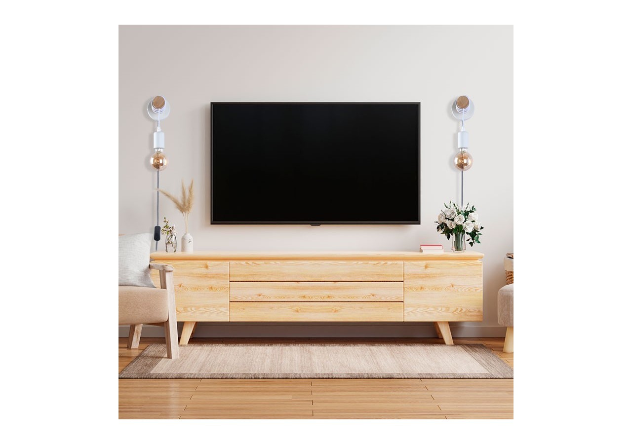 Lampe murale en bois avec interrupteur et prise "MILA" - LM135-EU-B - Barcelona LED