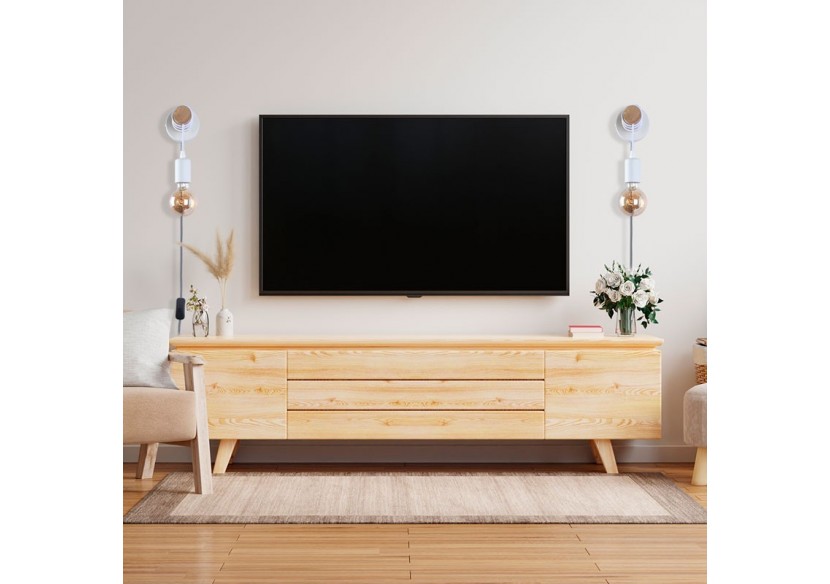 Lampe murale en bois avec interrupteur et prise "MILA" - LM135-EU-B - Barcelona LED