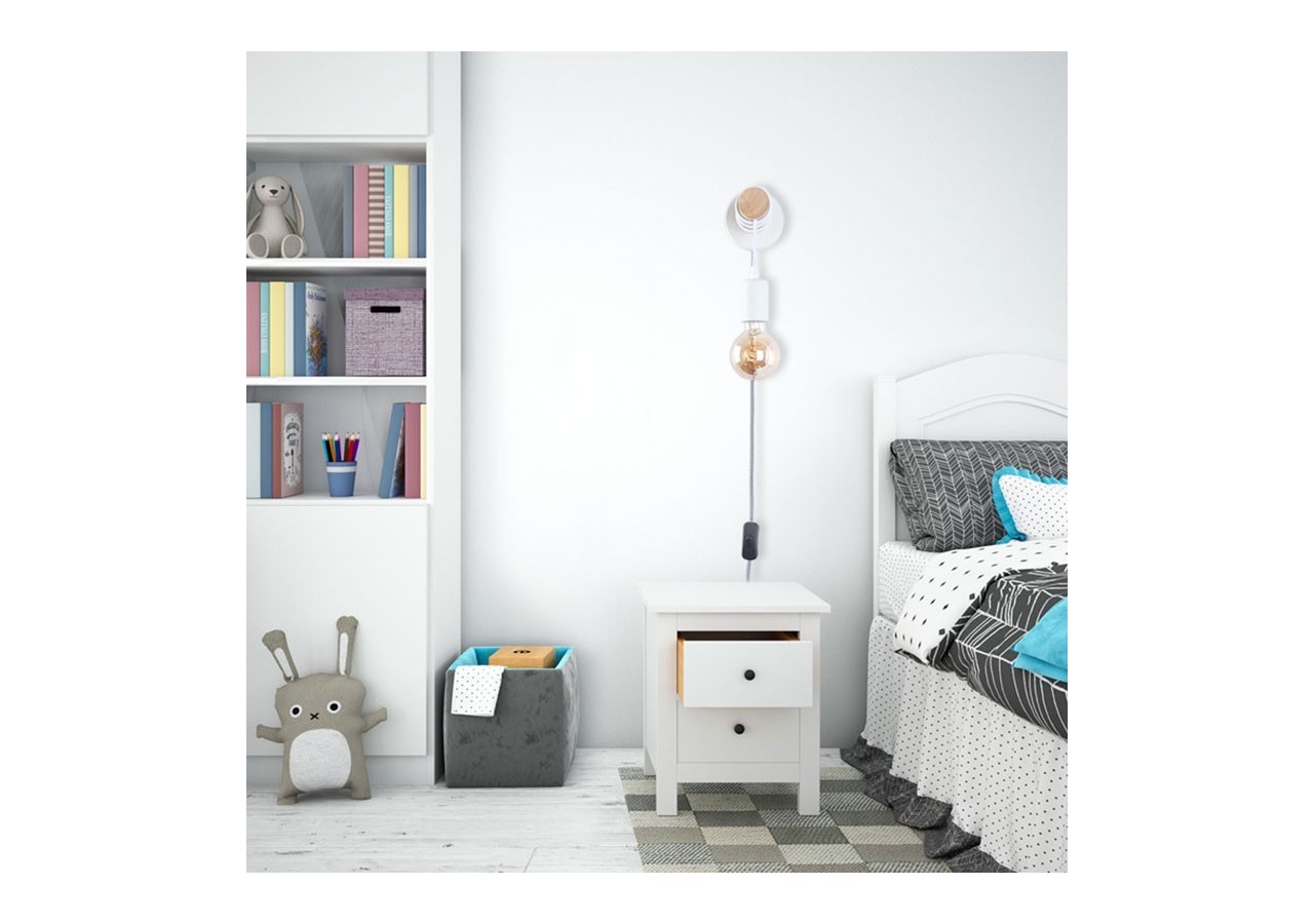 Lampe murale en bois avec interrupteur et prise "MILA" - LM135-EU-B - Barcelona LED