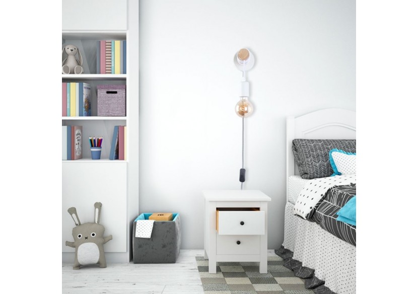 Lampe murale en bois avec interrupteur et prise "MILA" - LM135-EU-B - Barcelona LED