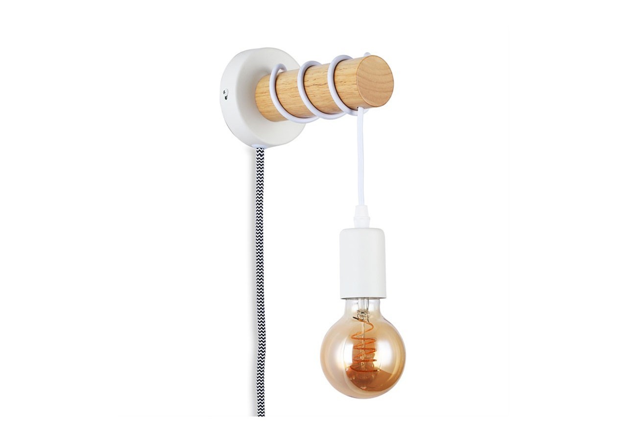 Lampe murale en bois avec interrupteur et prise "MILA" - LM135-EU-B - Barcelona LED