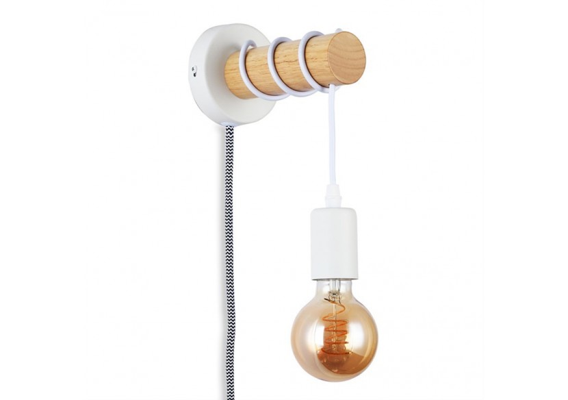 Lampe murale en bois avec interrupteur et prise "MILA" - LM135-EU-B - Barcelona LED