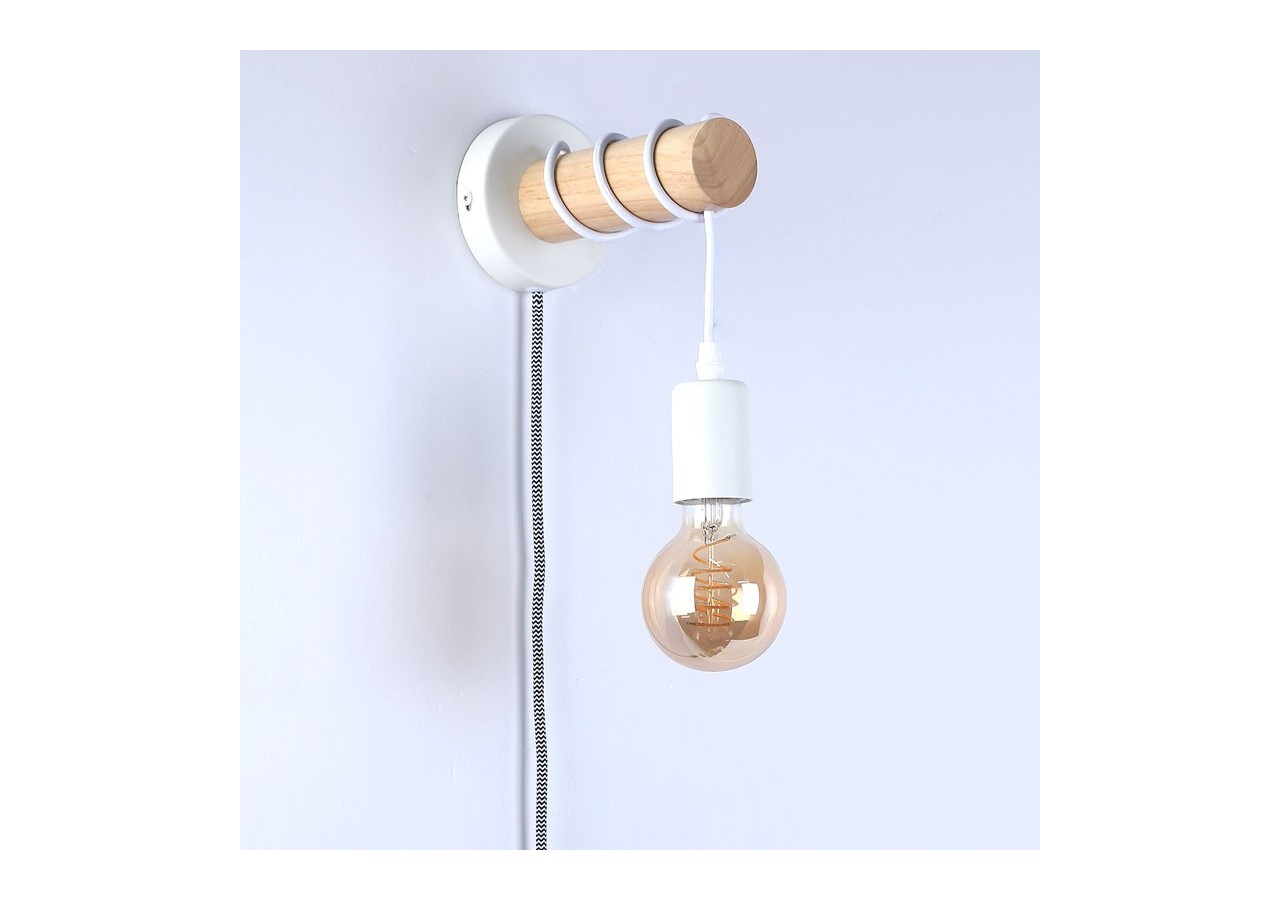 Lampe murale en bois avec interrupteur et prise "MILA" - LM135-EU-B - Barcelona LED