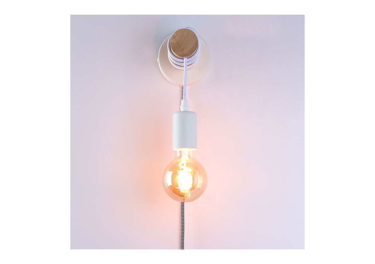 Lampe murale en bois avec interrupteur et prise "MILA" - LM135-EU-B - Barcelona LED