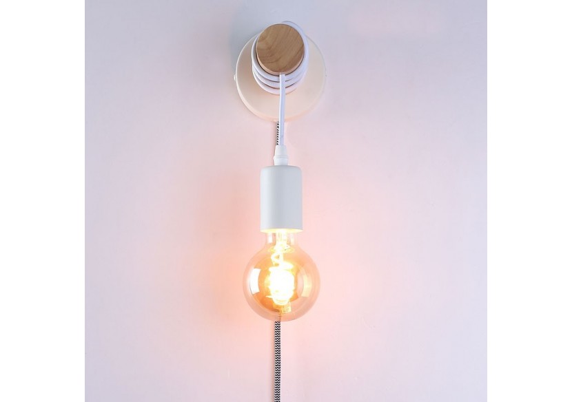 Lampe murale en bois avec interrupteur et prise "MILA" - LM135-EU-B - Barcelona LED