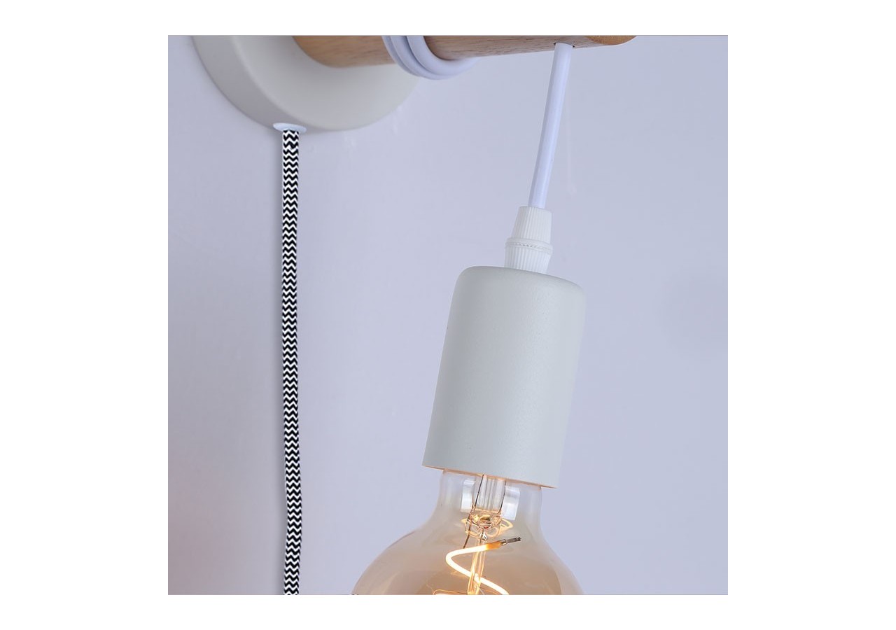 Lampe murale en bois avec interrupteur et prise "MILA" - LM135-EU-B - Barcelona LED